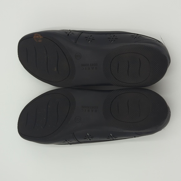 Basic Editions Women's Black Loafers Flat Perforated Slip On Size 8 Comfort - Picture 5 of 10